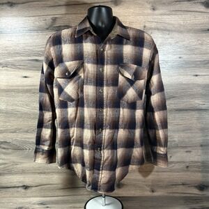 Allen Wickfield Shirt Mens Large Button Up Wool Blend Plaid Flannel